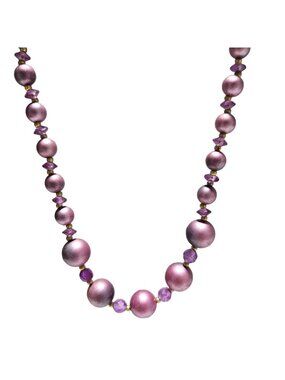 Vintage Purple Beaded Necklace Retro 50s 60s Fashion Minimalist Fashion Jewelry